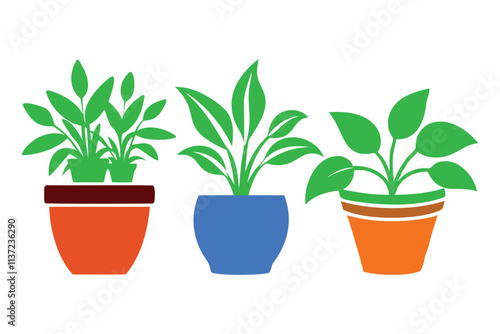 decorative planters vector art for home and garden designs