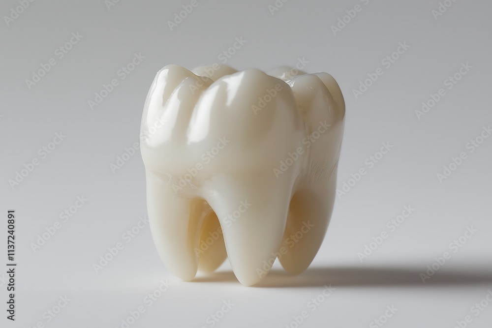 Close-up of a wisdom tooth model on a white background, emphasizing dental hygiene and oral care Close-up of a wisdom tooth model on a white background, emphasizing dental hygiene and oral care