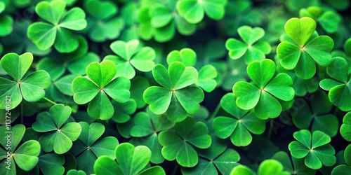 Close up of a cluster of vibrant green shamrocks, shamrock, cluster, green, leaves, clover, plant, nature, lucky, symbol