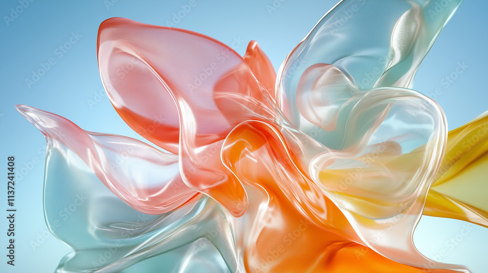 Obraz premium Abstract Composition with Flowing, Translucent Shapes and Soft Color Gradients