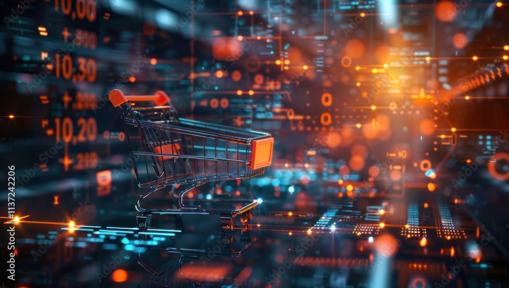 Fototapeta premium Shopping Cart in a Digital World