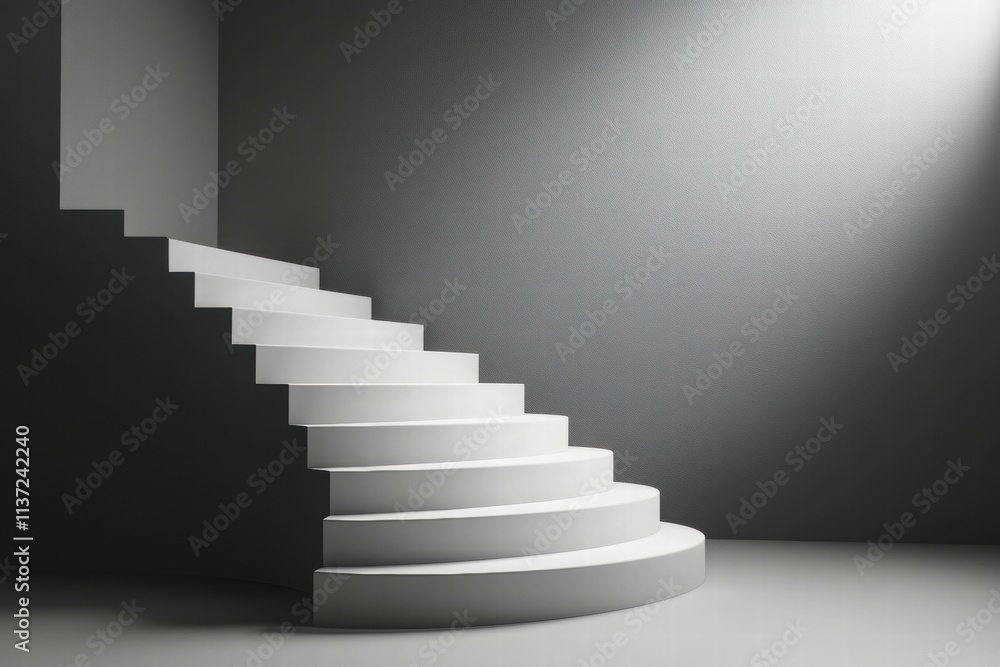 Modern Minimalist White Staircase in a Gray Room Modern Minimalist White Staircase in a Gray Room