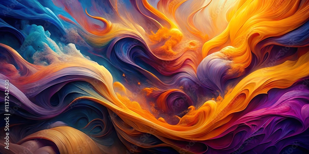 Obraz premium A symphony of swirling colors, a vibrant tapestry of abstract shapes, each stroke a brush of passion and imagination, dancing in a timeless embrace.