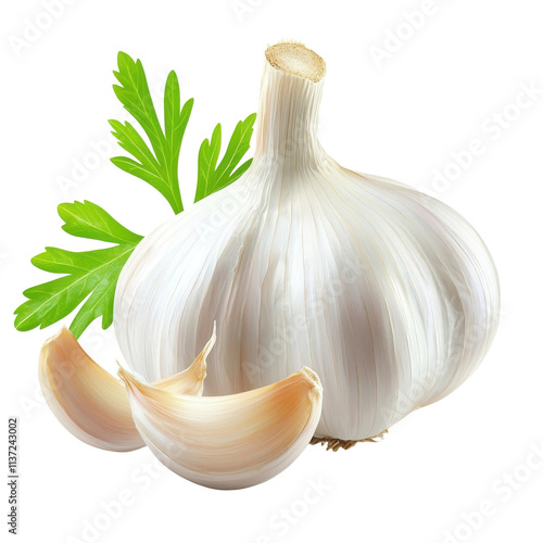 Fresh garlic isolated on a white background. png