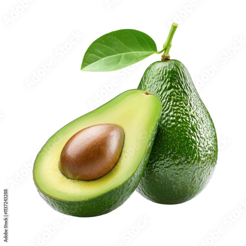Fresh avocado isolated on a white background. png