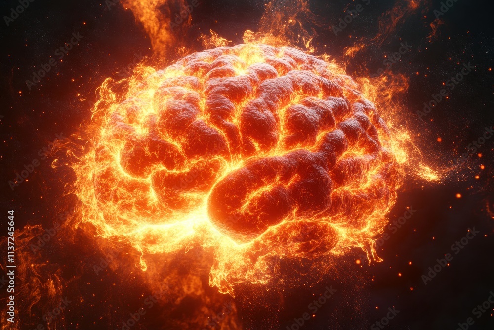 Burning Brain, Fiery Mind, Intense Thought Burning Brain, Fiery Mind, Intense Thought
