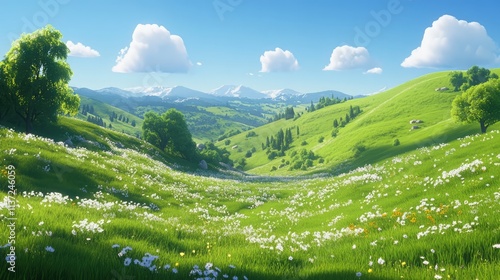 A Beautiful Green Rolling Hills Landscape Wallpaper