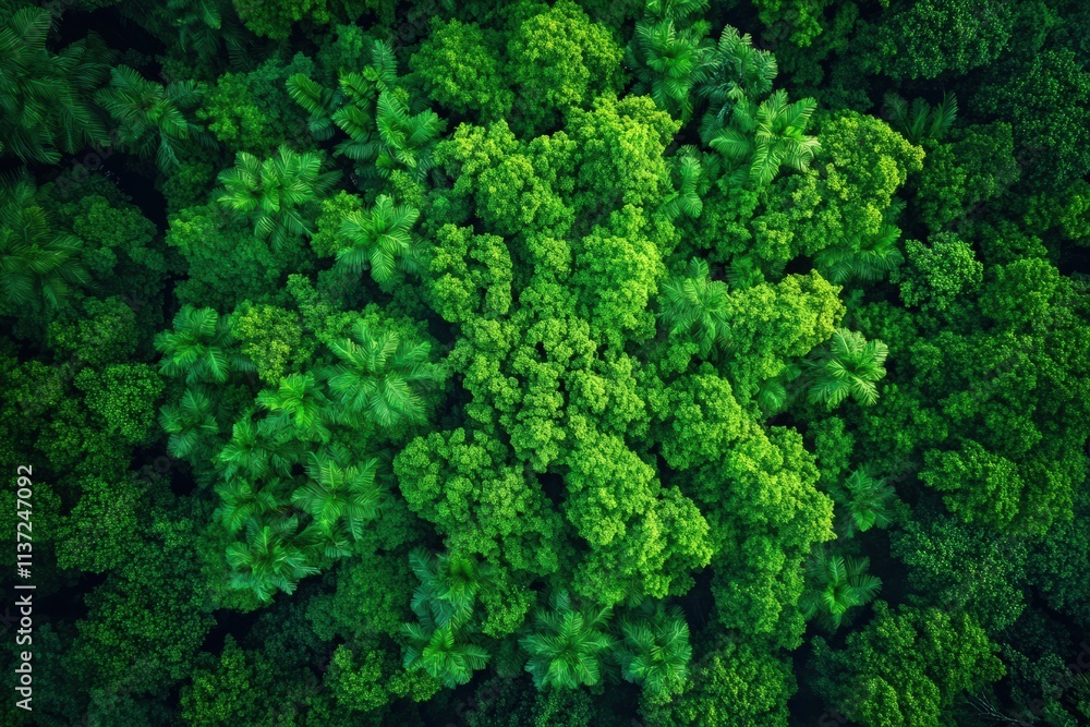 Lush Aerial View of Vibrant Green Foliage with Varied Leaf Textures Captured in High Definition Style Lush Aerial View of Vibrant Green Foliage with Varied Leaf Textures Captured in High Definition Style