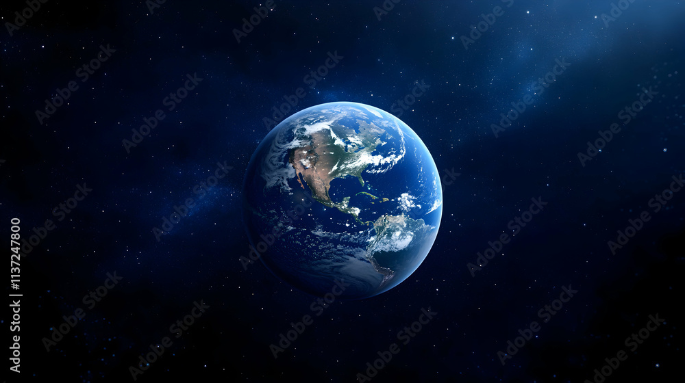 Obraz premium View of Earth from outer space against stars