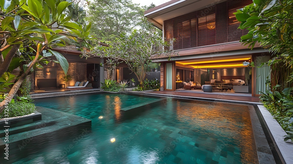 Luxurious Tropical Villa With Private Pool And Lush Greenery Luxurious Tropical Villa With Private Pool And Lush Greenery