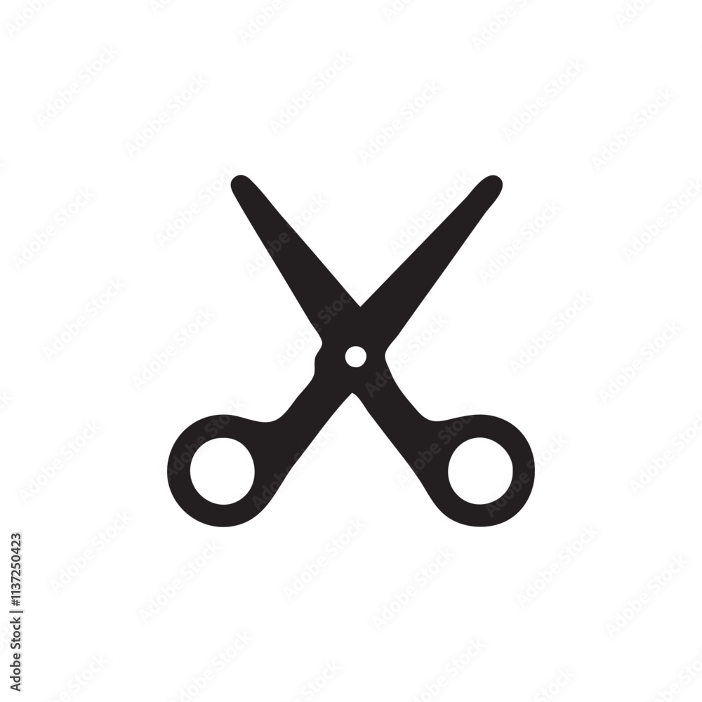 Minimal Scissors Icon with Cut Line Minimal Scissors Icon with Cut Line