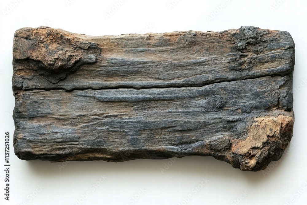 Rough, Textured Dark Wood Slab Isolated on White Rough, Textured Dark Wood Slab Isolated on White