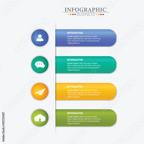 4 infographic tab index banner design vector and marketing template business