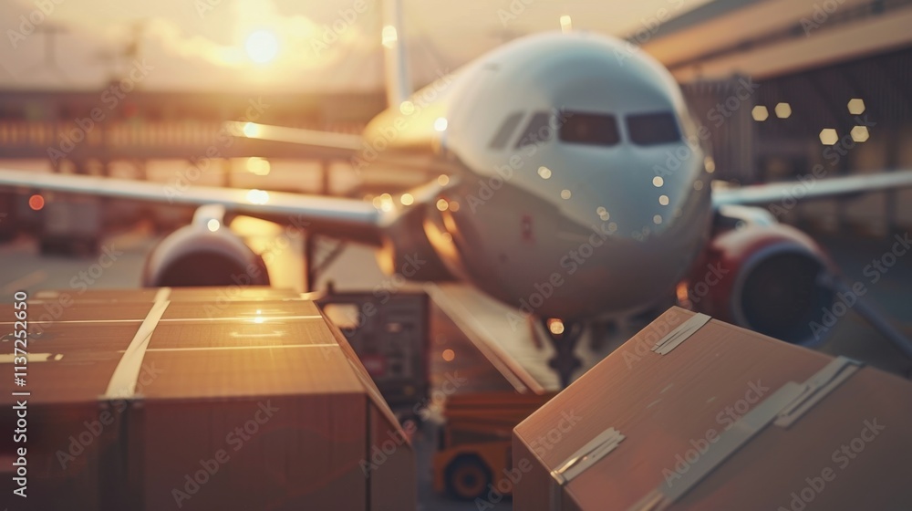 Fototapeta premium Air Cargo Terminal: A dedicated facility for managing air freight, streamlining the process for both local and international shipping to ensure prompt and secure deliveries. 