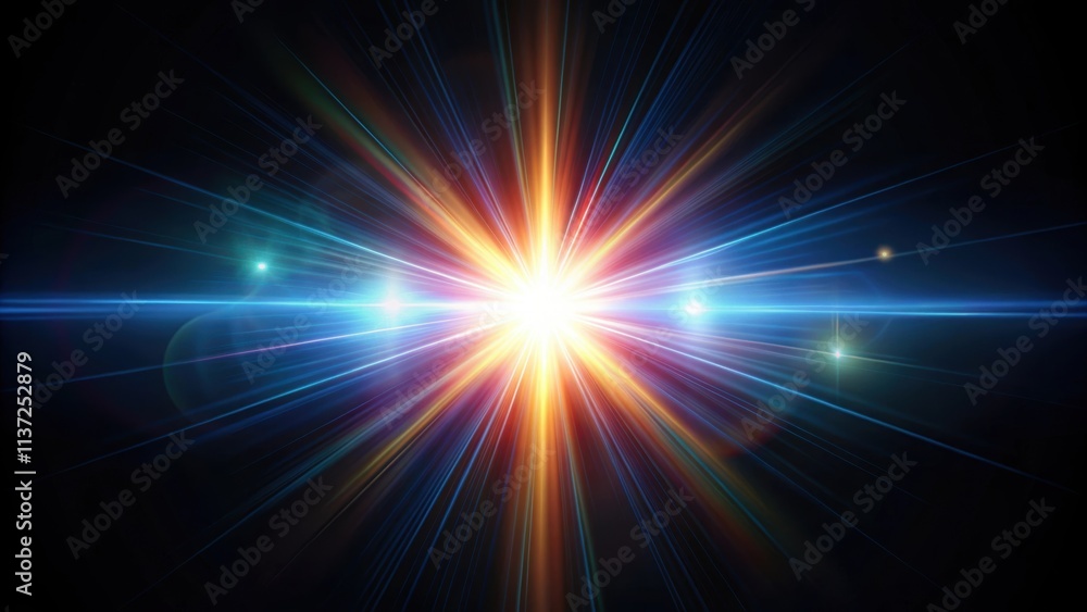 Fototapeta premium Abstract lens flare effect on black background, light, photography, glow, abstract, lens, flare, black, background, sun, effect
