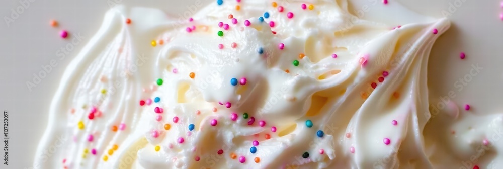 Creamy Whipped Delight with Colorful Sprinkles on a White Plate Perfect for Dessert Decoration and Topping Ideas in Culinary Settings Creamy Whipped Delight with Colorful Sprinkles on a White Plate Perfect for Dessert Decoration and Topping Ideas in Culinary Settings