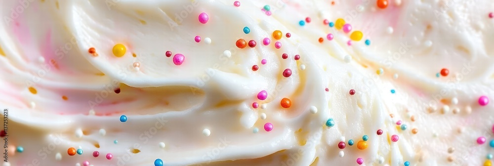 Delicate Close-Up of Whipped Cream Texture with Colorful Sprinkles Creating a Fun and Vibrant Appearance for Culinary Creations Delicate Close-Up of Whipped Cream Texture with Colorful Sprinkles Creating a Fun and Vibrant Appearance for Culinary Creations