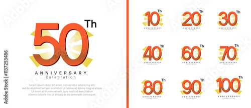 anniversary logo set. vector design orange color can be use for celebration moment