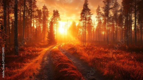 Golden Hour Forest Path