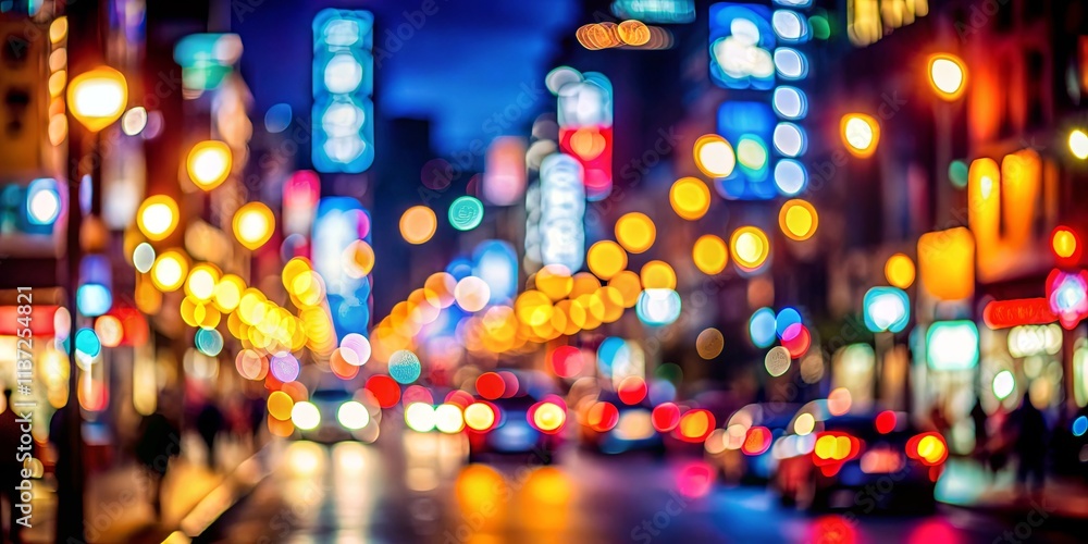 A kaleidoscope of blurred urban lights, reflecting the vibrant energy of a bustling city at night. A kaleidoscope of blurred urban lights, reflecting the vibrant energy of a bustling city at night.