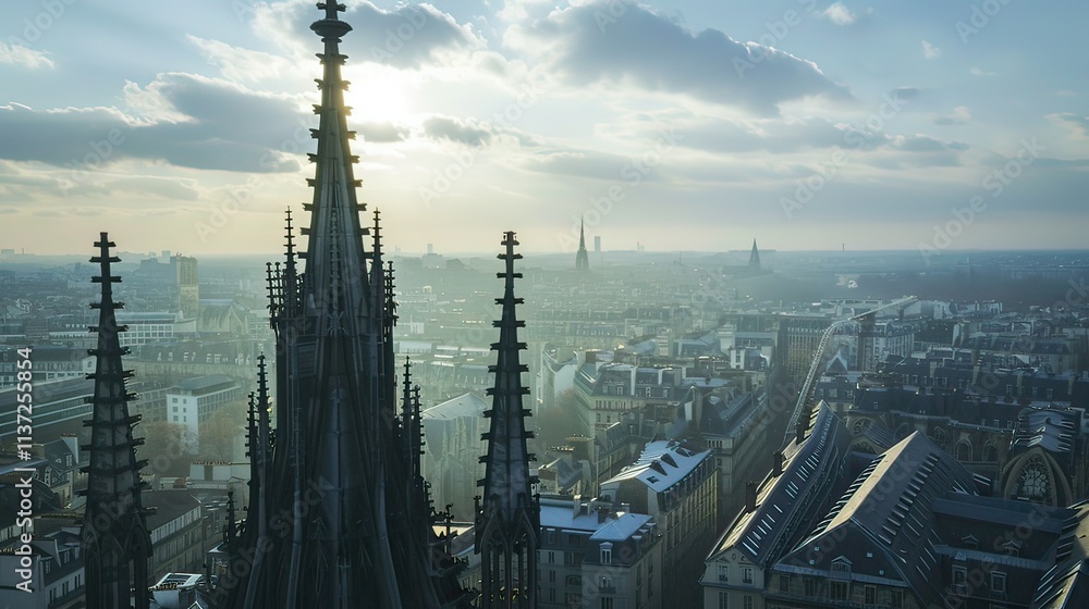 Obraz premium The top of a cathedral spire framed against the horizon.