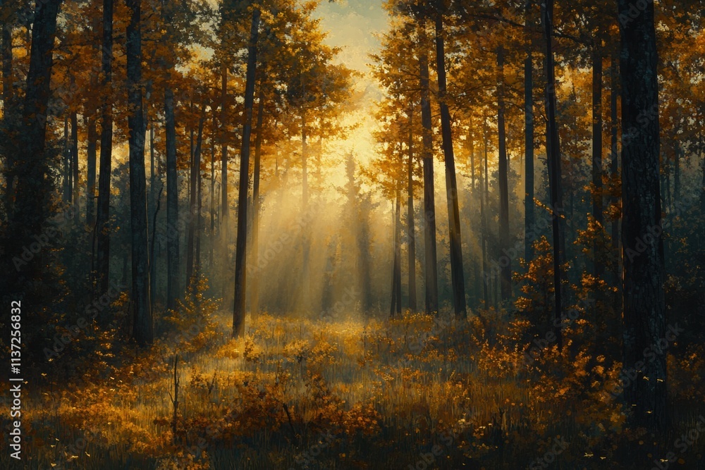 Golden Hour in the Autumn Forest Golden Hour in the Autumn Forest