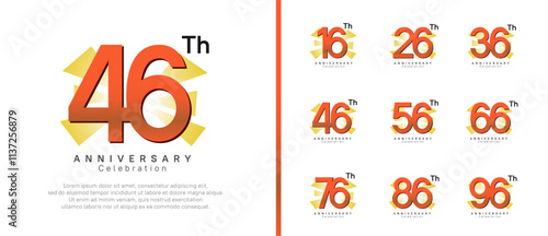 anniversary logo set. vector design orange color can be use for celebration moment photo