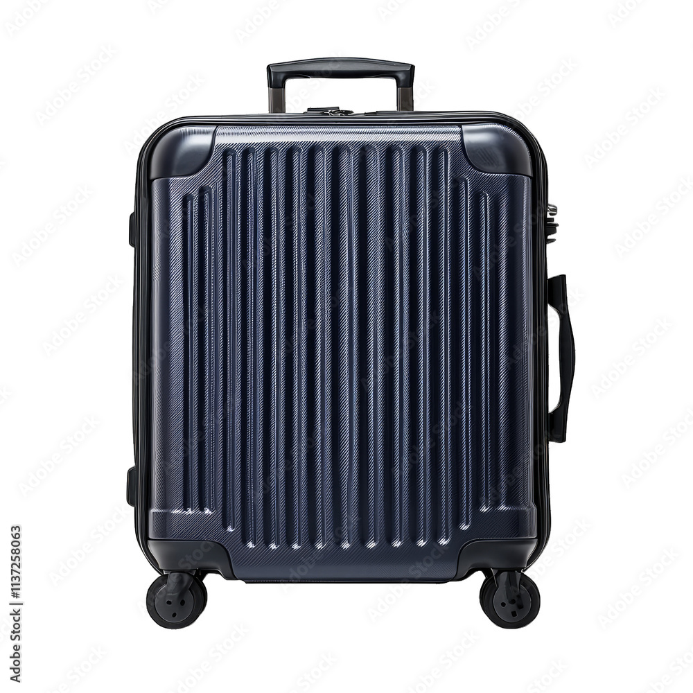 Fototapeta premium Sleek black suitcase with wheels and handle