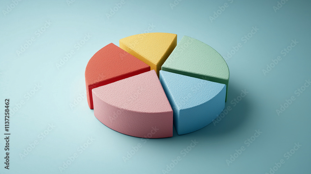 Fototapeta premium pie chart visually divided into segments labeled with different financial categories