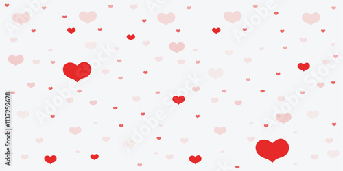 Beautiful red hearts falling on background. Invitation Template background design, greeting card, poster. Valentine day