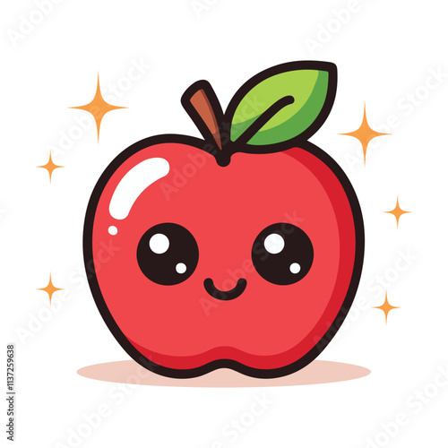 Wallpaper Mural Sweet delicious red apple vector illustration in flat style Torontodigital.ca