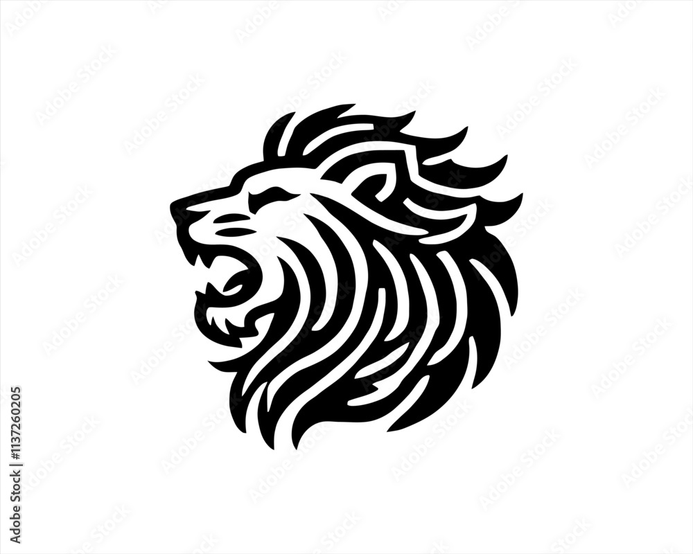 Lion head Roar Mascot, lion logo vector illustration. Lion silhouette vector art template.