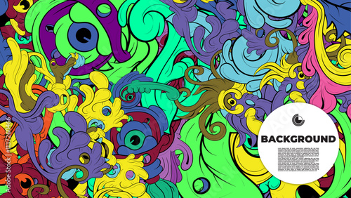 Colorful doodle art with various elements. it is suitable for background, book cover, cover, template, flayer, summer project. it is also useful for coloring book project.