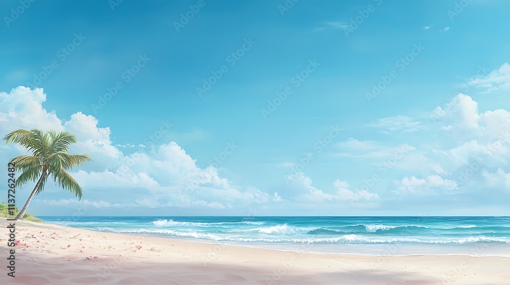Relaxing beach scene tropical paradise digital art coastal environment serene viewpoint Relaxing beach scene tropical paradise digital art coastal environment serene viewpoint