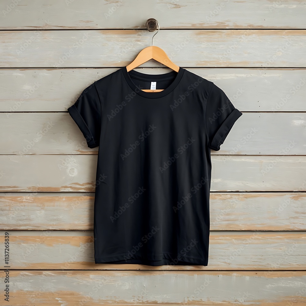 Hanging black tshirt mockup Hanging black tshirt mockup