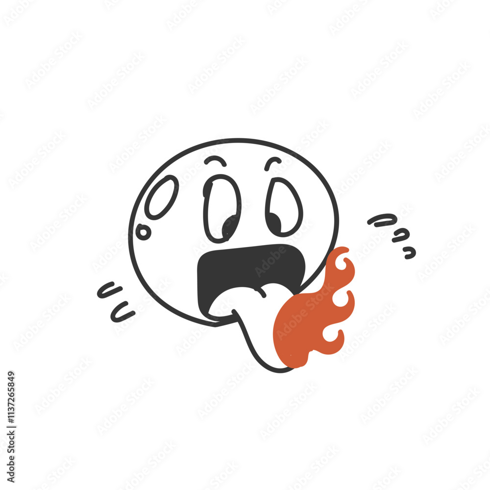 cartoon person with burning tongue doodle style cartoon person with burning tongue doodle style