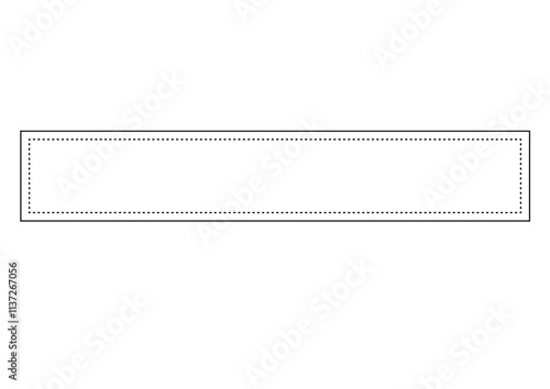 縫い目のような点線の入ったフレーム　細長い長方形　主線あり