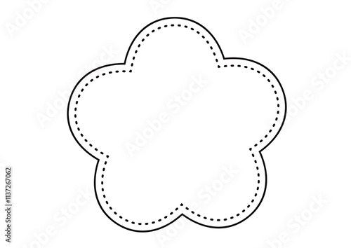 縫い目のような点線の入ったフレーム　花　主線あり