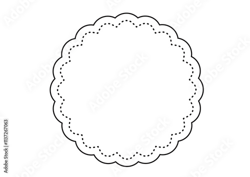 縫い目のような点線の入ったフレーム　花　主線あり