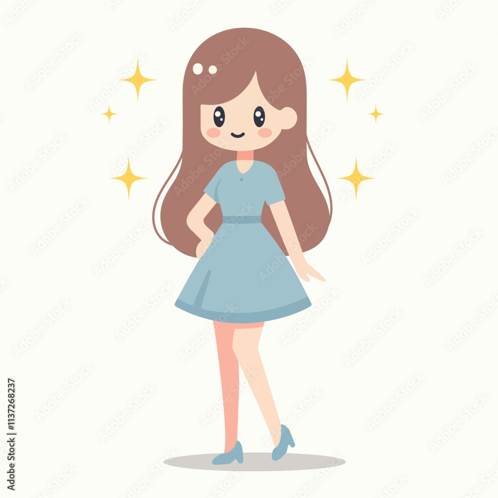Young happy woman cartoon vector illustration in flat style Young happy woman cartoon vector illustration in flat style