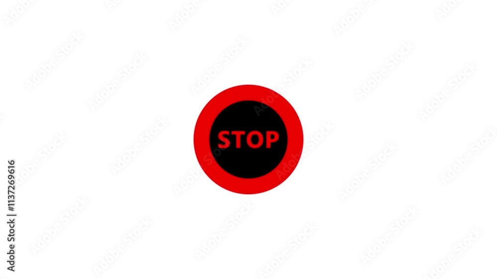 Stop sign with circle animation on a white background. Stop sign with circle animation on a white background.