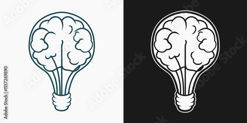 Light Bulb with Brain Concept Symbol for Innovation and Ideas