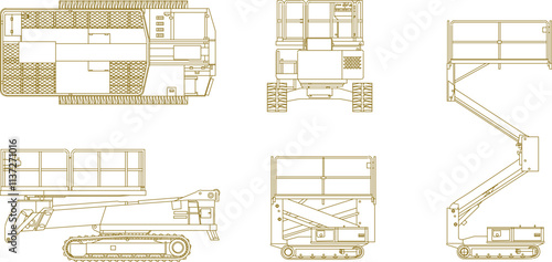 vector illustration design image of hydraulic ladder car for repairing broken cables and reaching high places