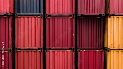 Wallpaper Mural Stacked Cargo Shipping Containers Red and Gold Global Trade Maritime Transport Torontodigital.ca