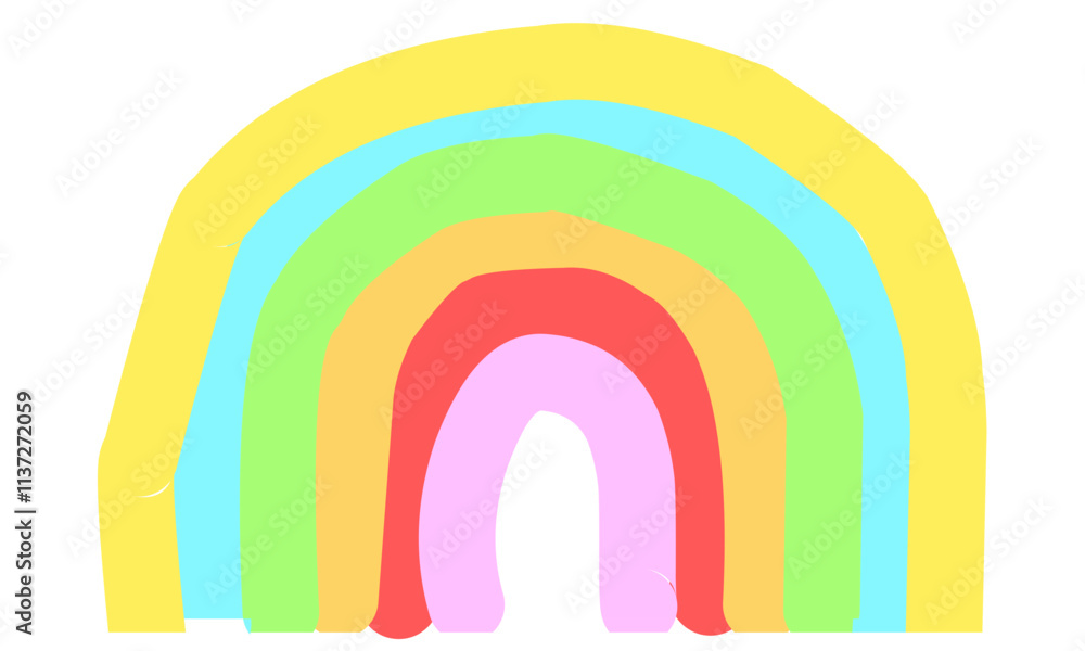 SVG illustration of a colorful rainbow, boho style, hand drawing, isolated on white background. Good for kids room. SVG illustration of a colorful rainbow, boho style, hand drawing, isolated on white background. Good for kids room.