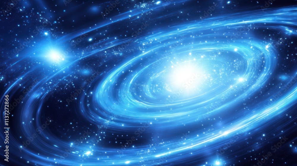 Fototapeta premium Luminous blue spiral galaxy.