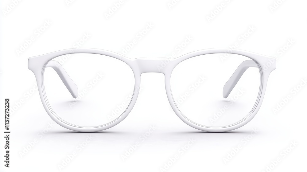 Fototapeta premium Modern White Round Eyeglasses Frame Stylish Optical Specs
