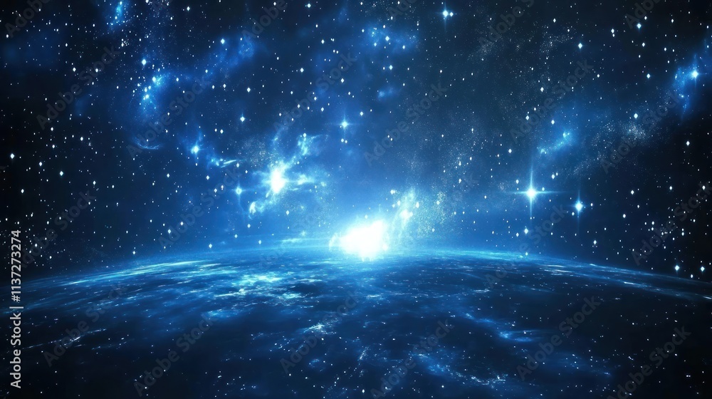 Earthrise, cosmic sunrise, nebula, stars. Earthrise, cosmic sunrise, nebula, stars.