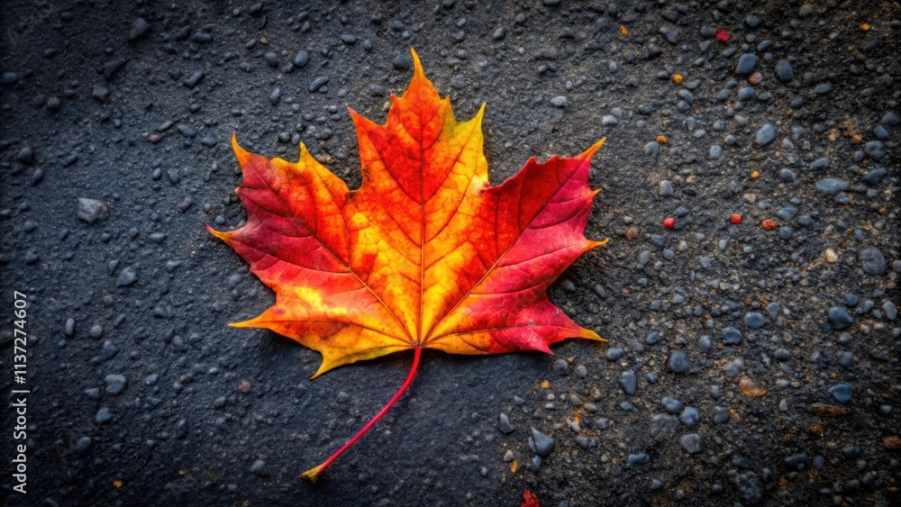 Red and yellow fall colors maple leaf on dark asphalt surface, fall, colors, maple leaf, red, yellow, autumn, nature Red and yellow fall colors maple leaf on dark asphalt surface, fall, colors, maple leaf, red, yellow, autumn, nature