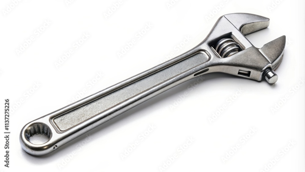 A detailed photo of an isolated adjustable wrench , tool, repair, equipment, mechanic, work, steel, industrial, hardware, DIY A detailed photo of an isolated adjustable wrench , tool, repair, equipment, mechanic, work, steel, industrial, hardware, DIY